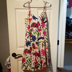 Printed and embroidered dress